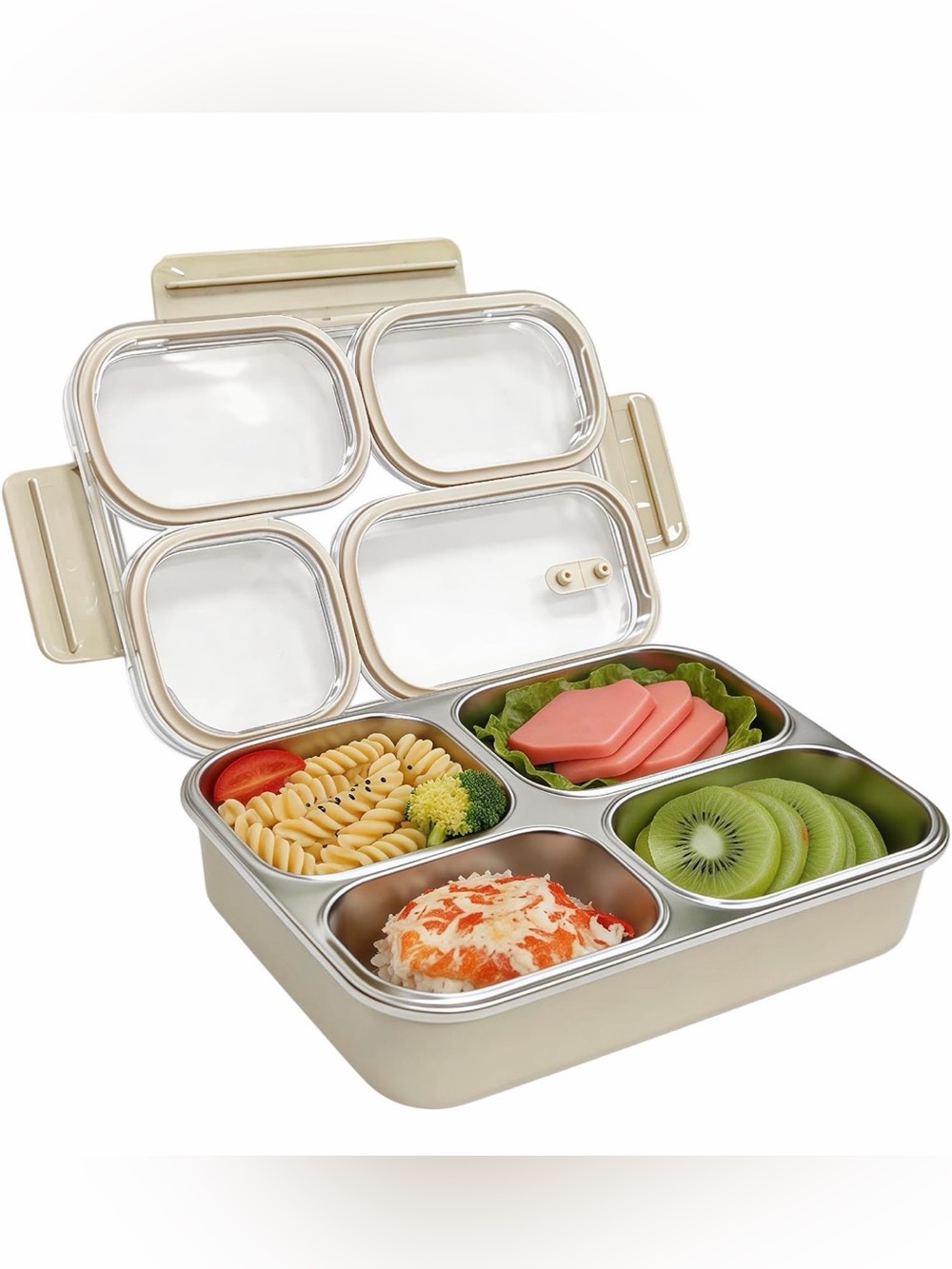 40oz 4-Compartment Stainless Steel Bento Box, Meal Prep for Office, Travel NIB